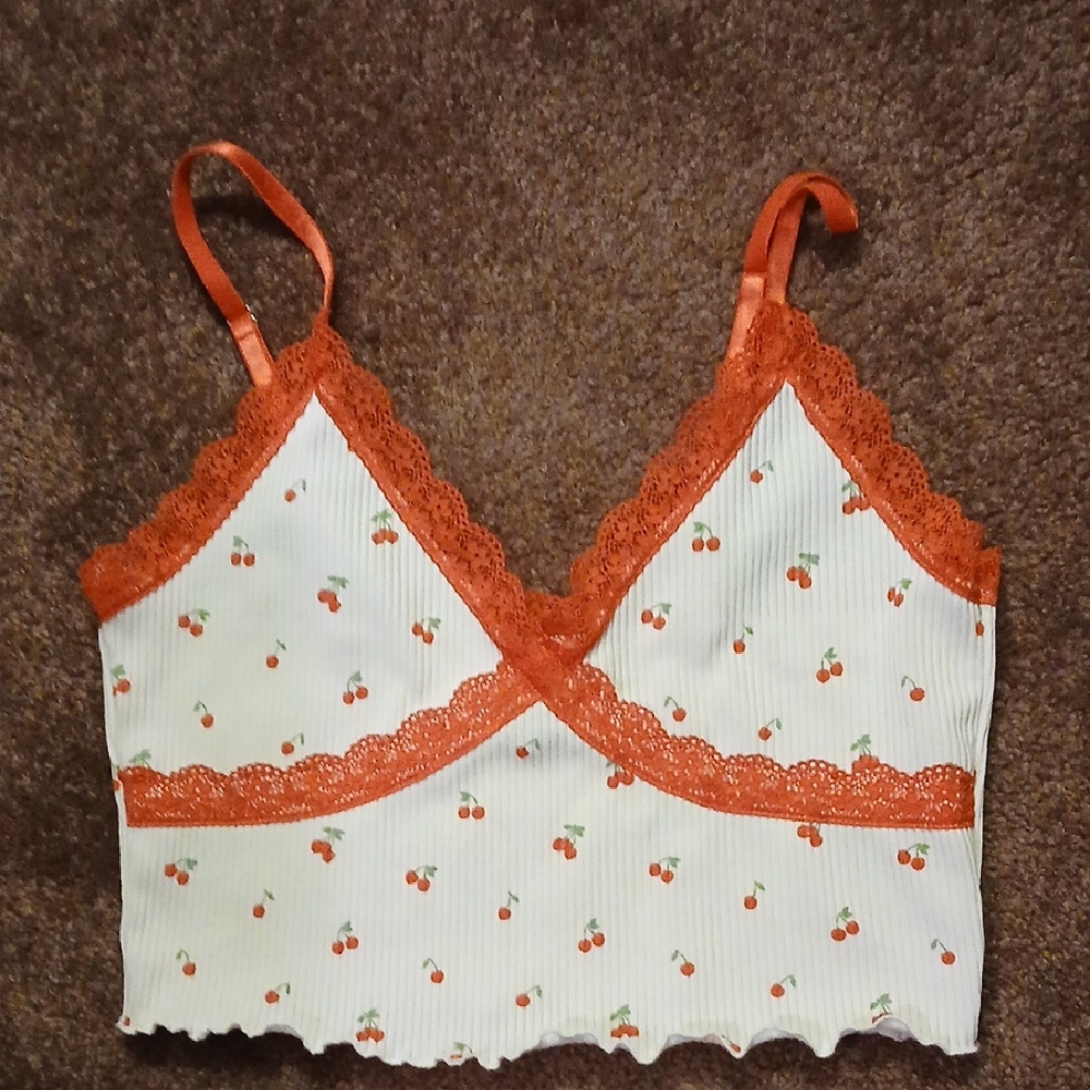 H&M Divided Orange Lace Trim Top